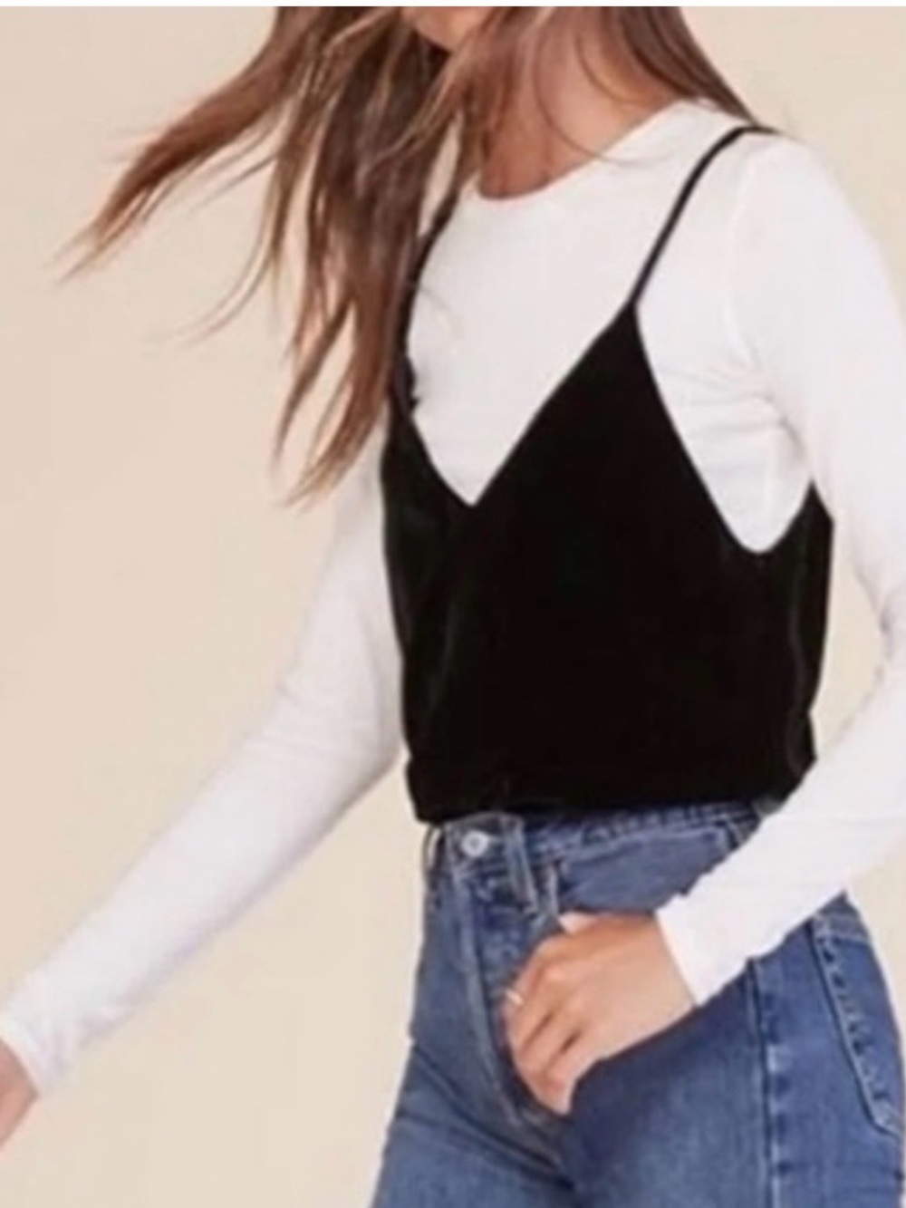 Reformation Velvet Mabel Tank Top Camisole Black Medium